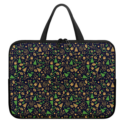 Christmas Party Elements Pattern Print Laptop Sleeve With Handle