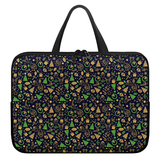 Christmas Party Elements Pattern Print Laptop Sleeve With Handle