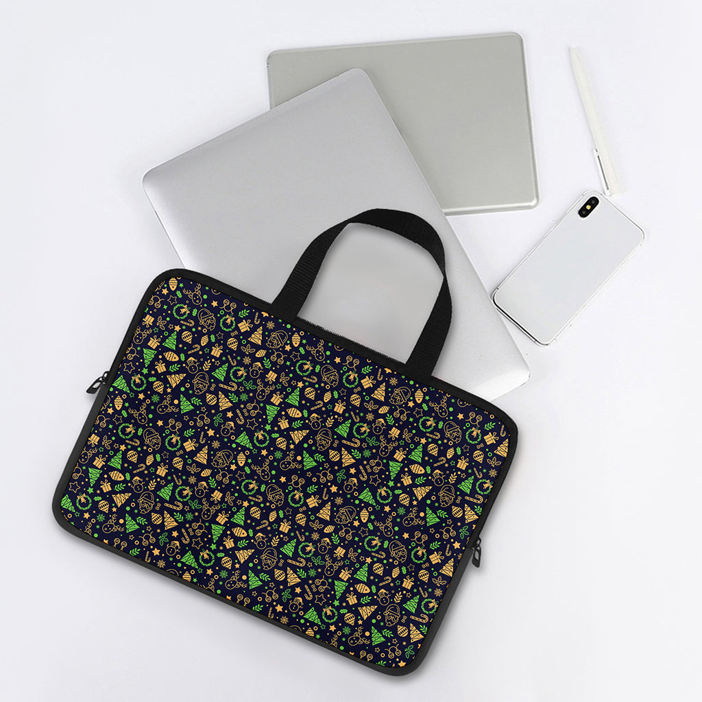 Christmas Party Elements Pattern Print Laptop Sleeve With Handle
