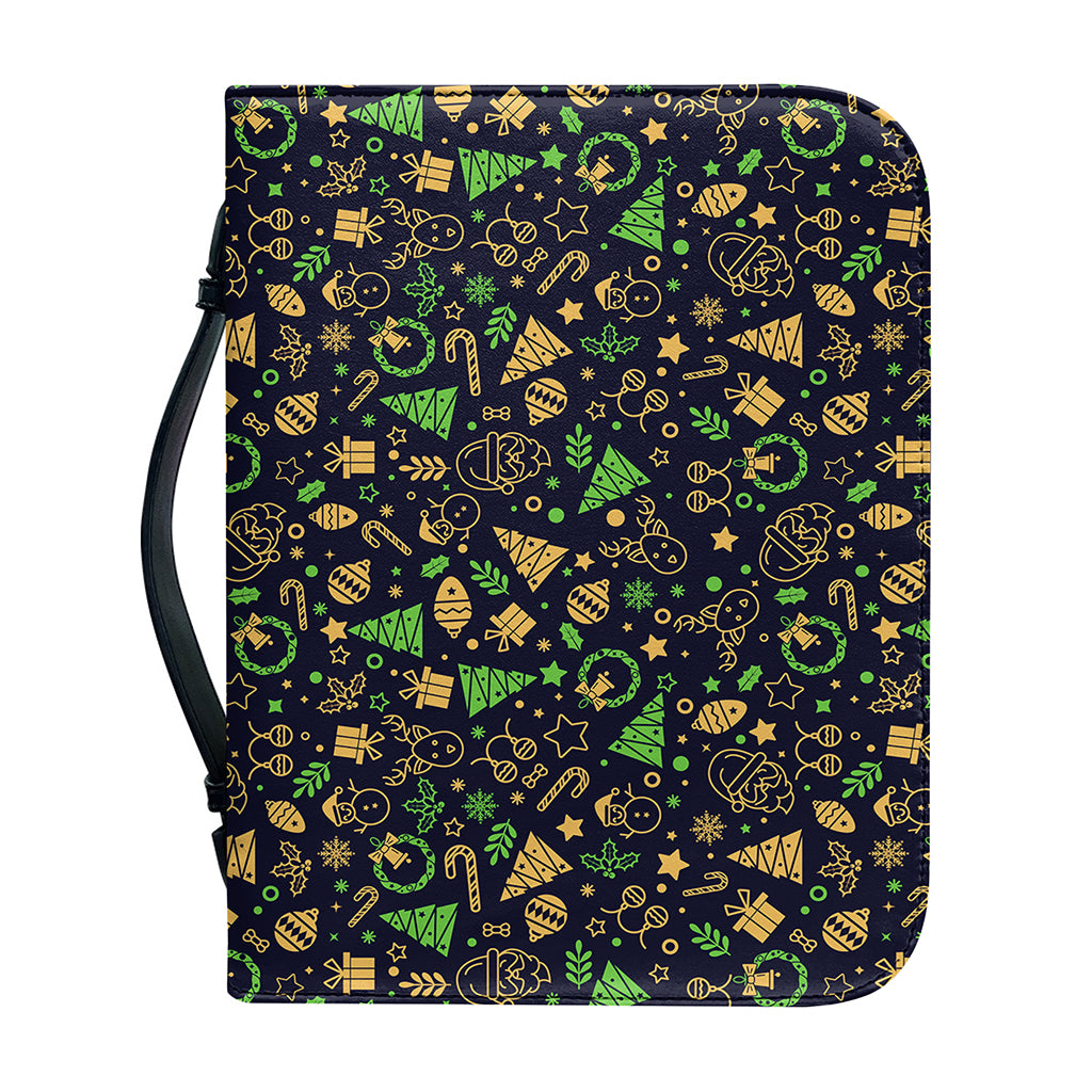 Christmas Party Elements Pattern Print Leather Bible Cover
