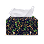 Christmas Party Elements Pattern Print Leather Tissue Box Cover