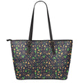 Christmas Party Elements Pattern Print Leather Tote Bag With Zipper