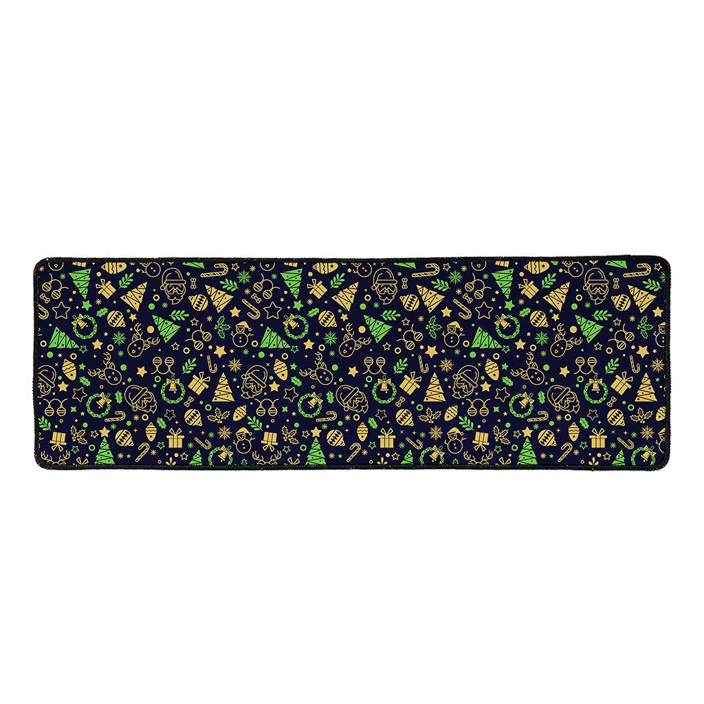 Christmas Party Elements Pattern Print Long Kitchen Mat