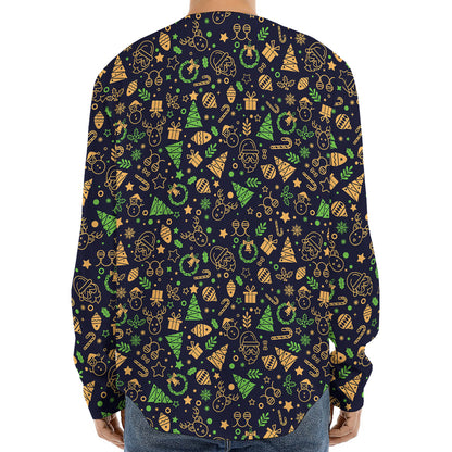 Christmas Party Elements Pattern Print Long Sleeve Baseball Jersey
