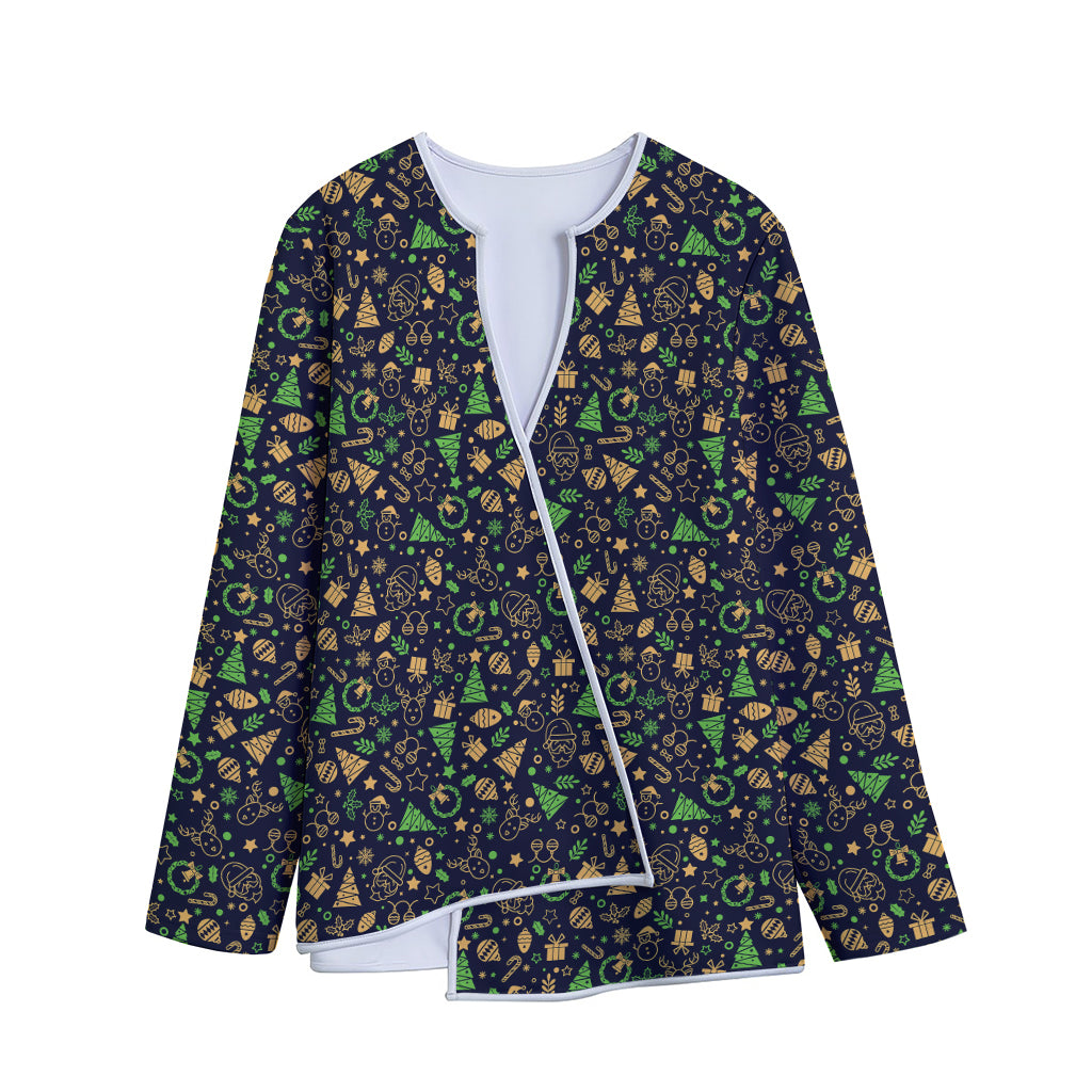 Christmas Party Elements Pattern Print Long Sleeve Short Coat