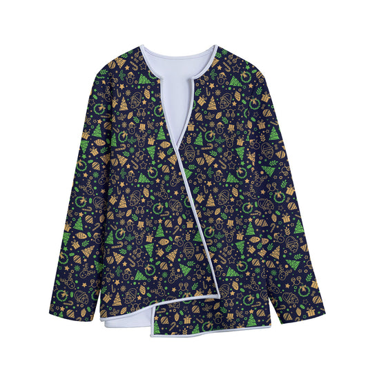 Christmas Party Elements Pattern Print Long Sleeve Short Coat