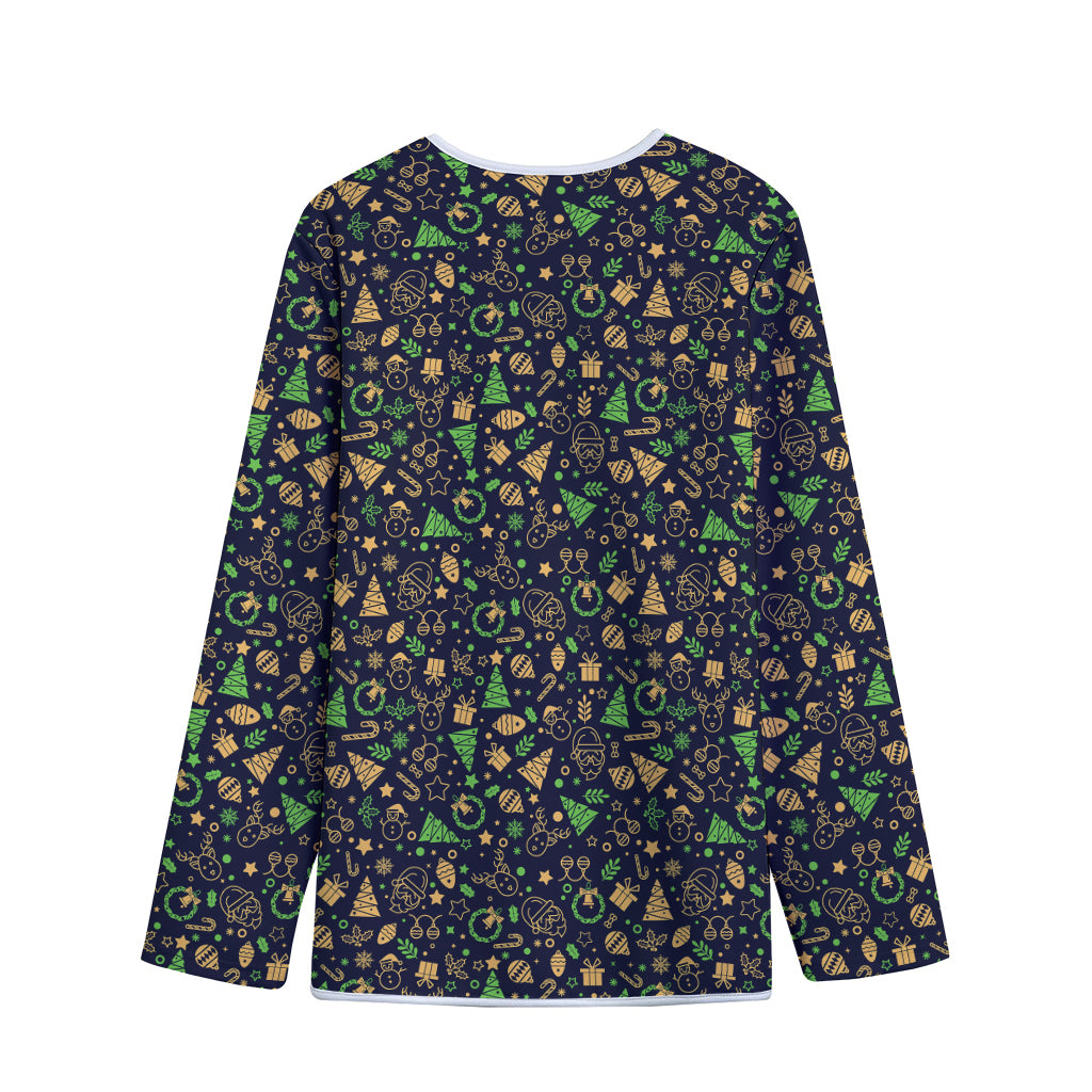 Christmas Party Elements Pattern Print Long Sleeve Short Coat