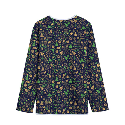 Christmas Party Elements Pattern Print Long Sleeve Short Coat