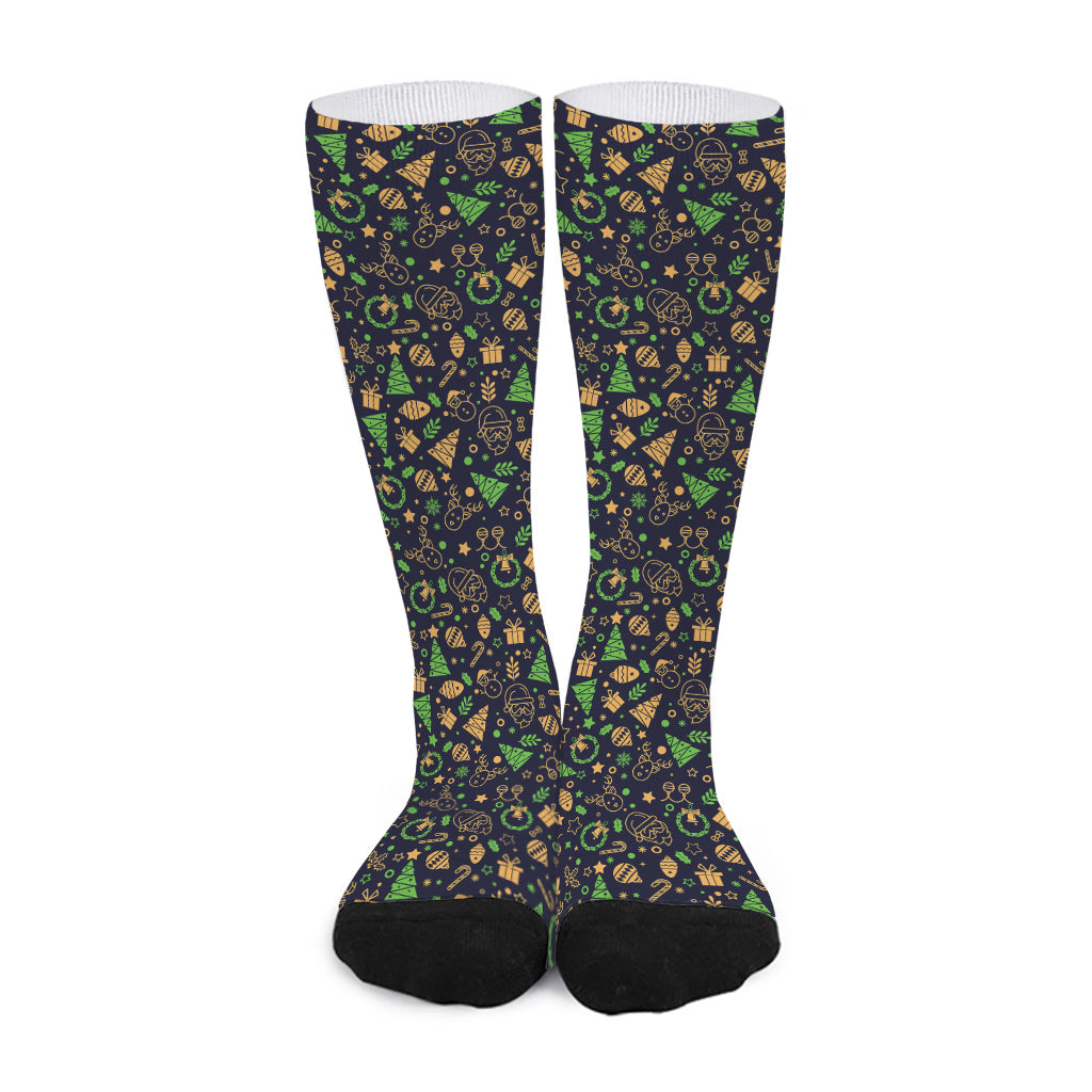 Christmas Party Elements Pattern Print Long Socks
