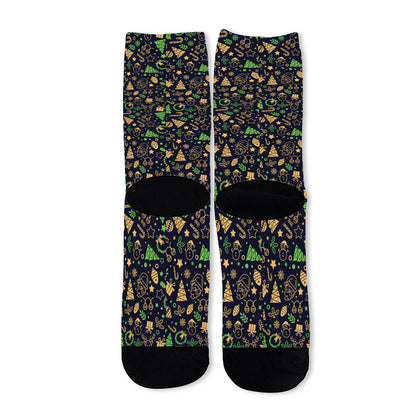 Christmas Party Elements Pattern Print Long Socks