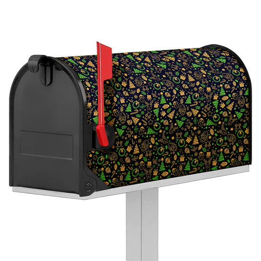 Christmas Party Elements Pattern Print Mailbox Cover