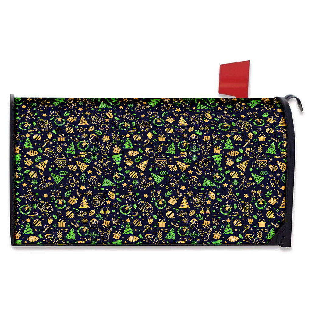 Christmas Party Elements Pattern Print Mailbox Cover