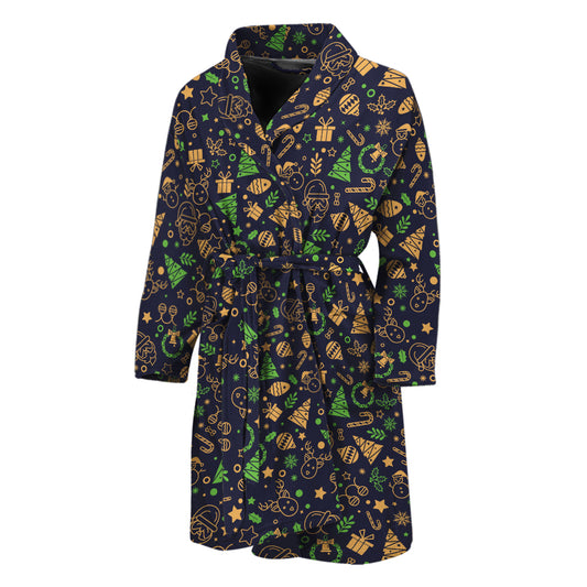 Christmas Party Elements Pattern Print Men's Bathrobe