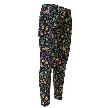 Christmas Party Elements Pattern Print Men's Compression Pants