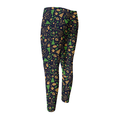 Christmas Party Elements Pattern Print Men's Compression Pants