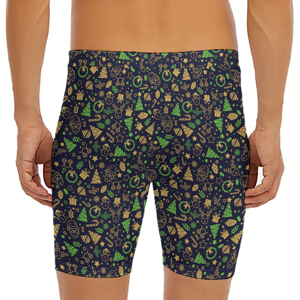 Christmas Party Elements Pattern Print Men's Long Boxer Briefs