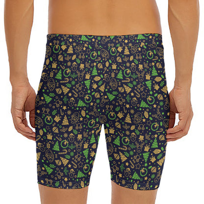 Christmas Party Elements Pattern Print Men's Long Boxer Briefs