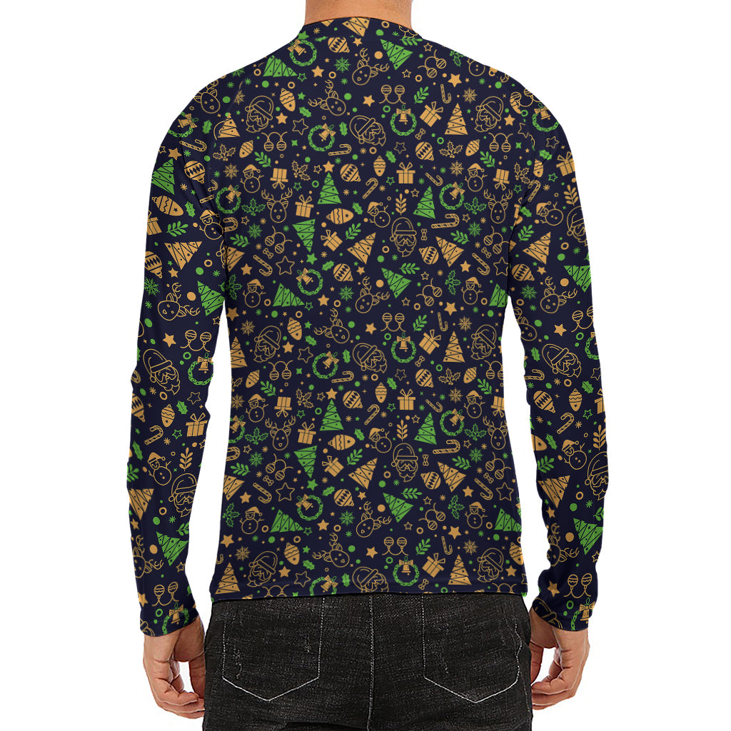 Christmas Party Elements Pattern Print Men's Long Sleeve Rash Guard