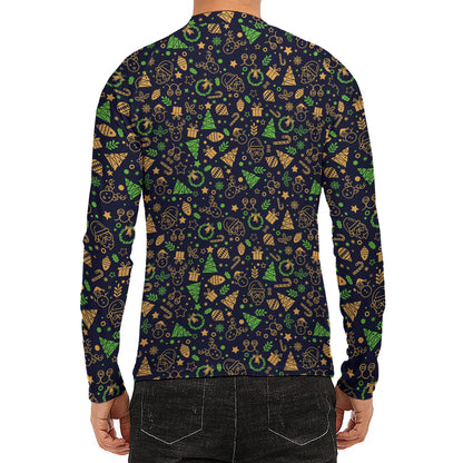 Christmas Party Elements Pattern Print Men's Long Sleeve Rash Guard