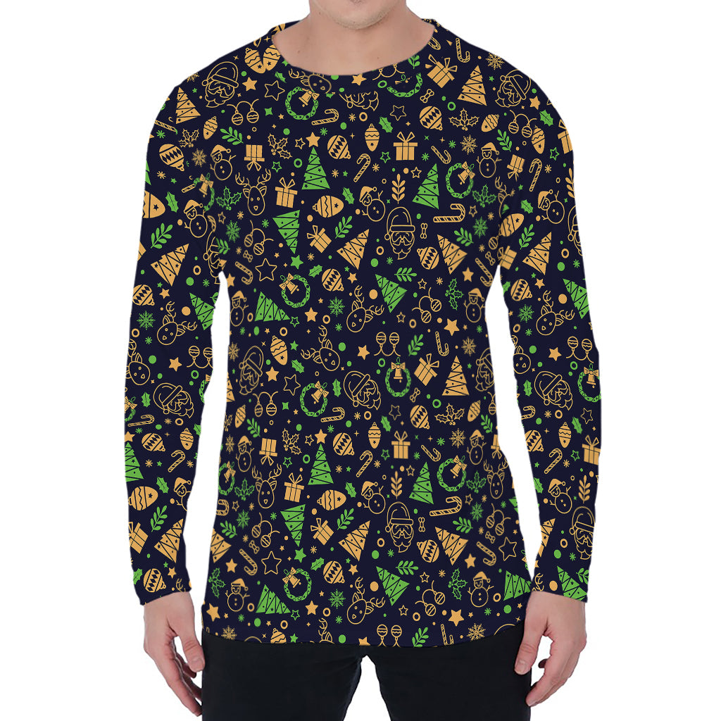 Christmas Party Elements Pattern Print Men's Long Sleeve T-Shirt