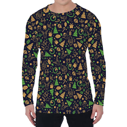 Christmas Party Elements Pattern Print Men's Long Sleeve T-Shirt
