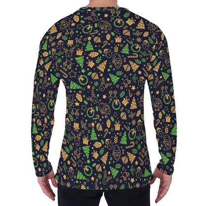 Christmas Party Elements Pattern Print Men's Long Sleeve T-Shirt