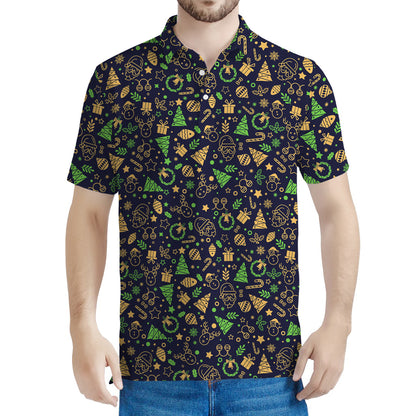 Christmas Party Elements Pattern Print Men's Polo Shirt
