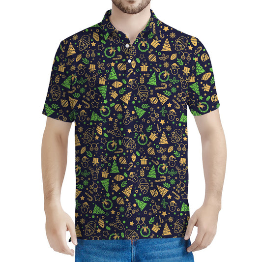 Christmas Party Elements Pattern Print Men's Polo Shirt