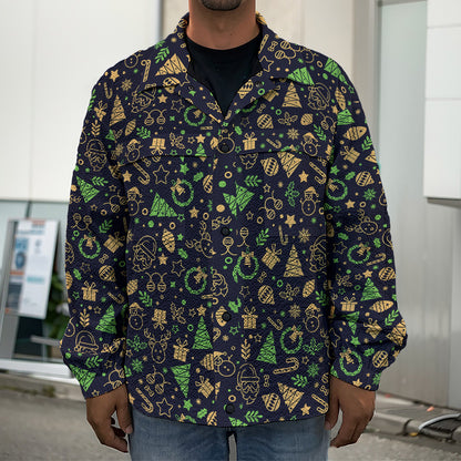 Christmas Party Elements Pattern Print Men's Shirt Jacket