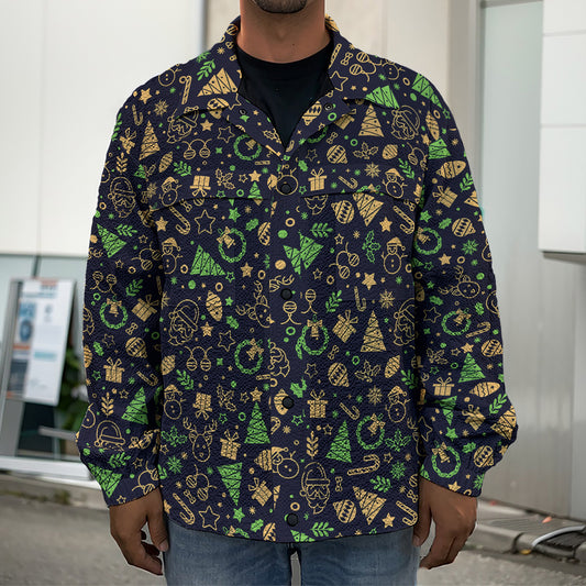 Christmas Party Elements Pattern Print Men's Shirt Jacket
