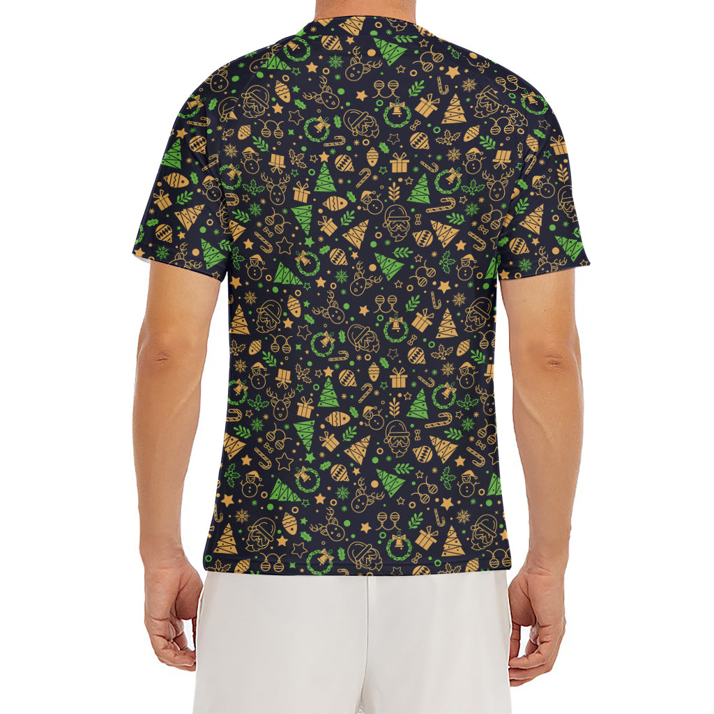 Christmas Party Elements Pattern Print Men's Short Sleeve Rash Guard