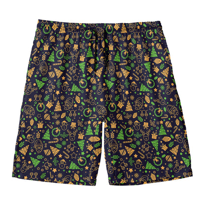 Christmas Party Elements Pattern Print Men's Swim Trunks
