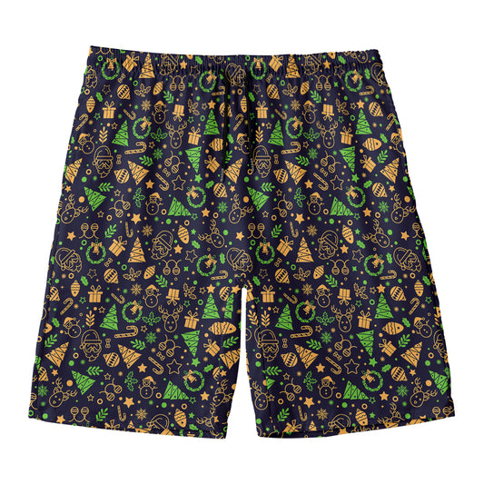 Christmas Party Elements Pattern Print Men's Swim Trunks