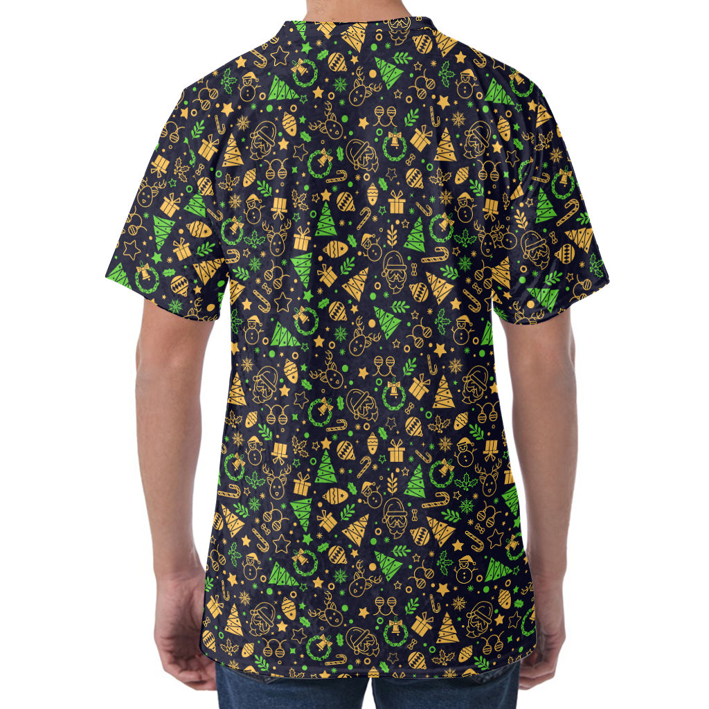 Christmas Party Elements Pattern Print Men's Velvet T-Shirt