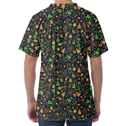 Christmas Party Elements Pattern Print Men's Velvet T-Shirt