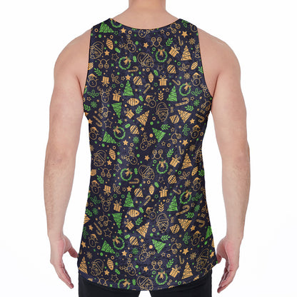 Christmas Party Elements Pattern Print Men's Velvet Tank Top