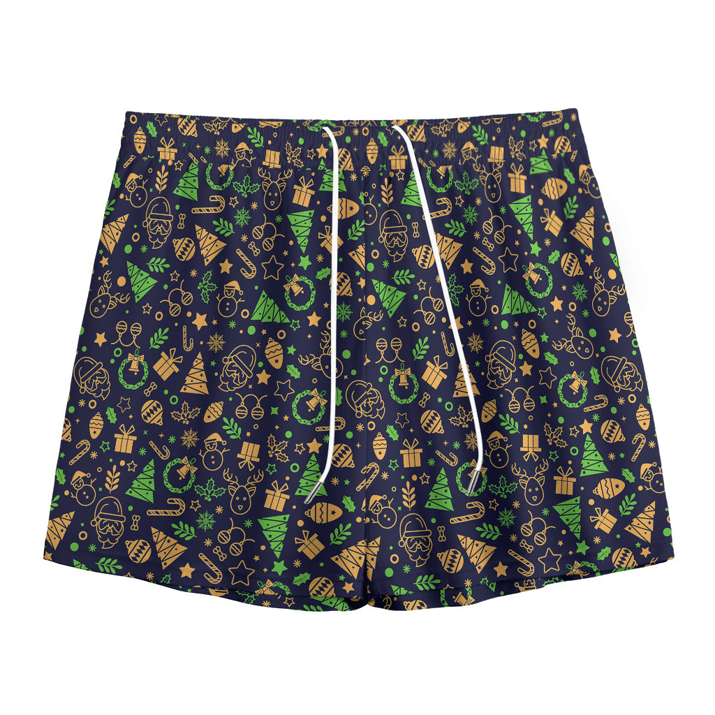 Christmas Party Elements Pattern Print Mesh Shorts