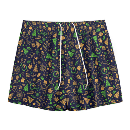 Christmas Party Elements Pattern Print Mesh Shorts
