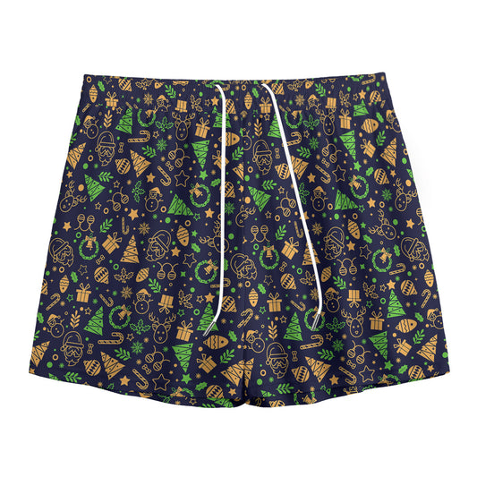 Christmas Party Elements Pattern Print Mesh Shorts