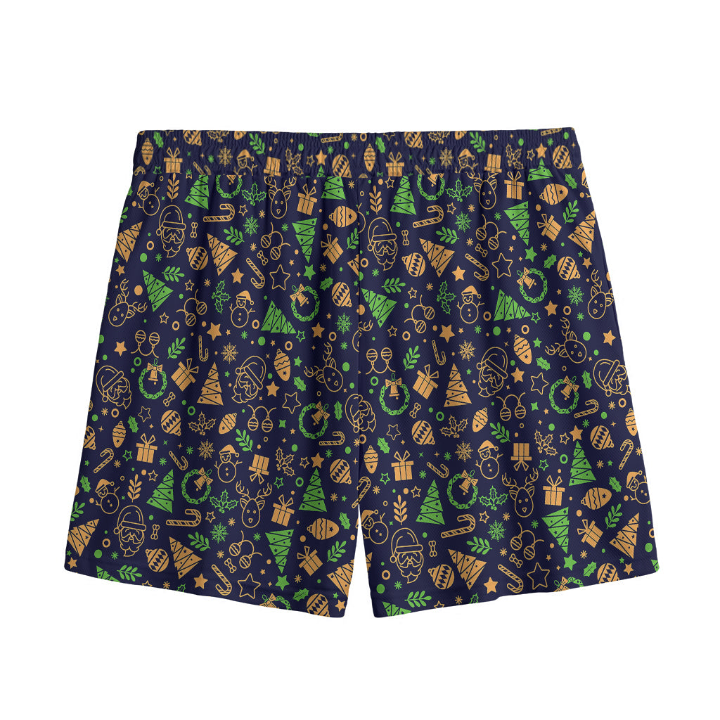 Christmas Party Elements Pattern Print Mesh Shorts