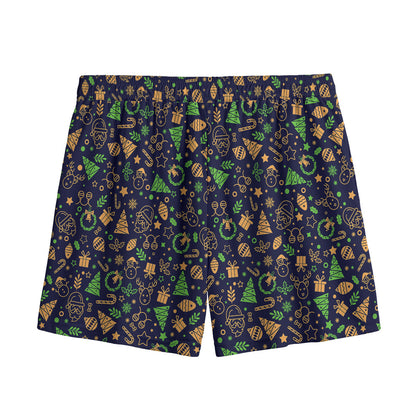 Christmas Party Elements Pattern Print Mesh Shorts