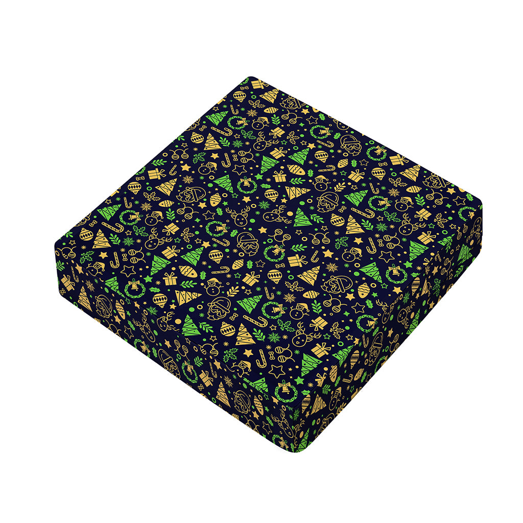 Christmas Party Elements Pattern Print Outdoor Seat Cushion Cover