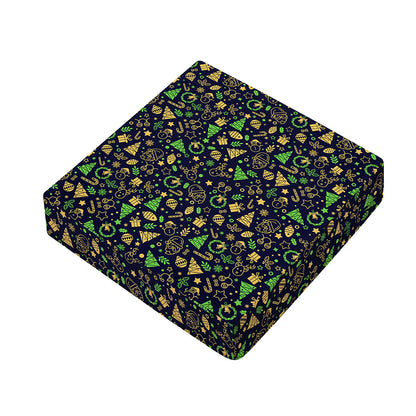 Christmas Party Elements Pattern Print Outdoor Seat Cushion Cover