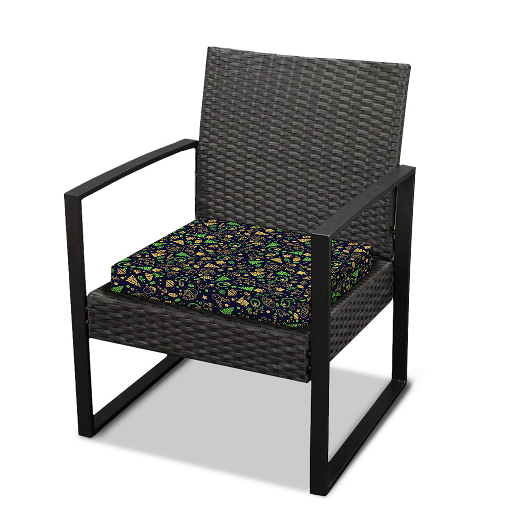 Christmas Party Elements Pattern Print Outdoor Seat Cushion Cover
