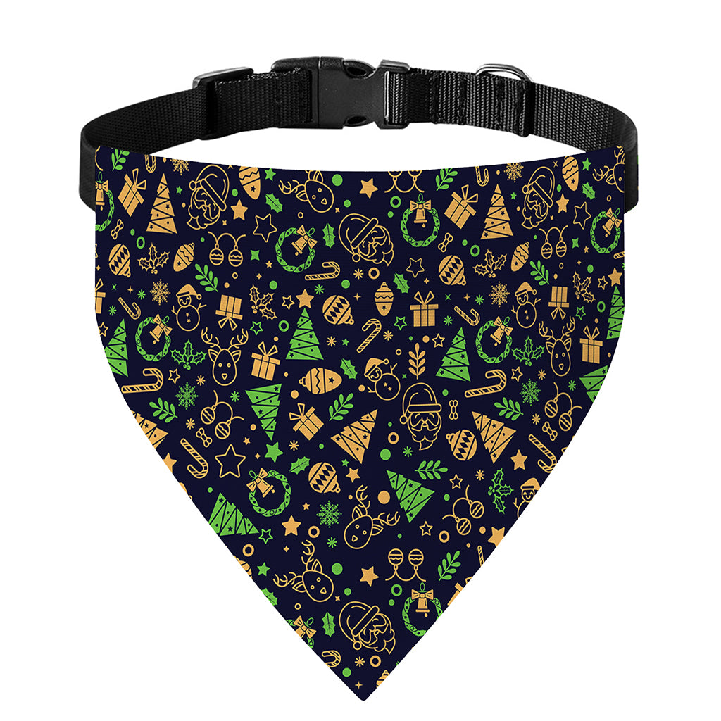 Christmas Party Elements Pattern Print Over The Collar Dog Bandana