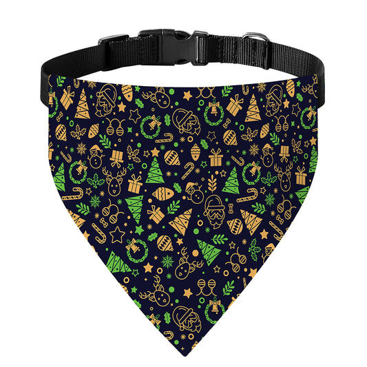 Christmas Party Elements Pattern Print Over The Collar Dog Bandana