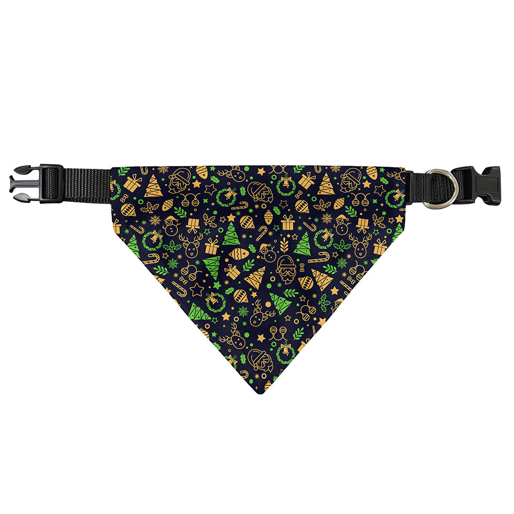 Christmas Party Elements Pattern Print Over The Collar Dog Bandana