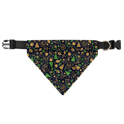Christmas Party Elements Pattern Print Over The Collar Dog Bandana