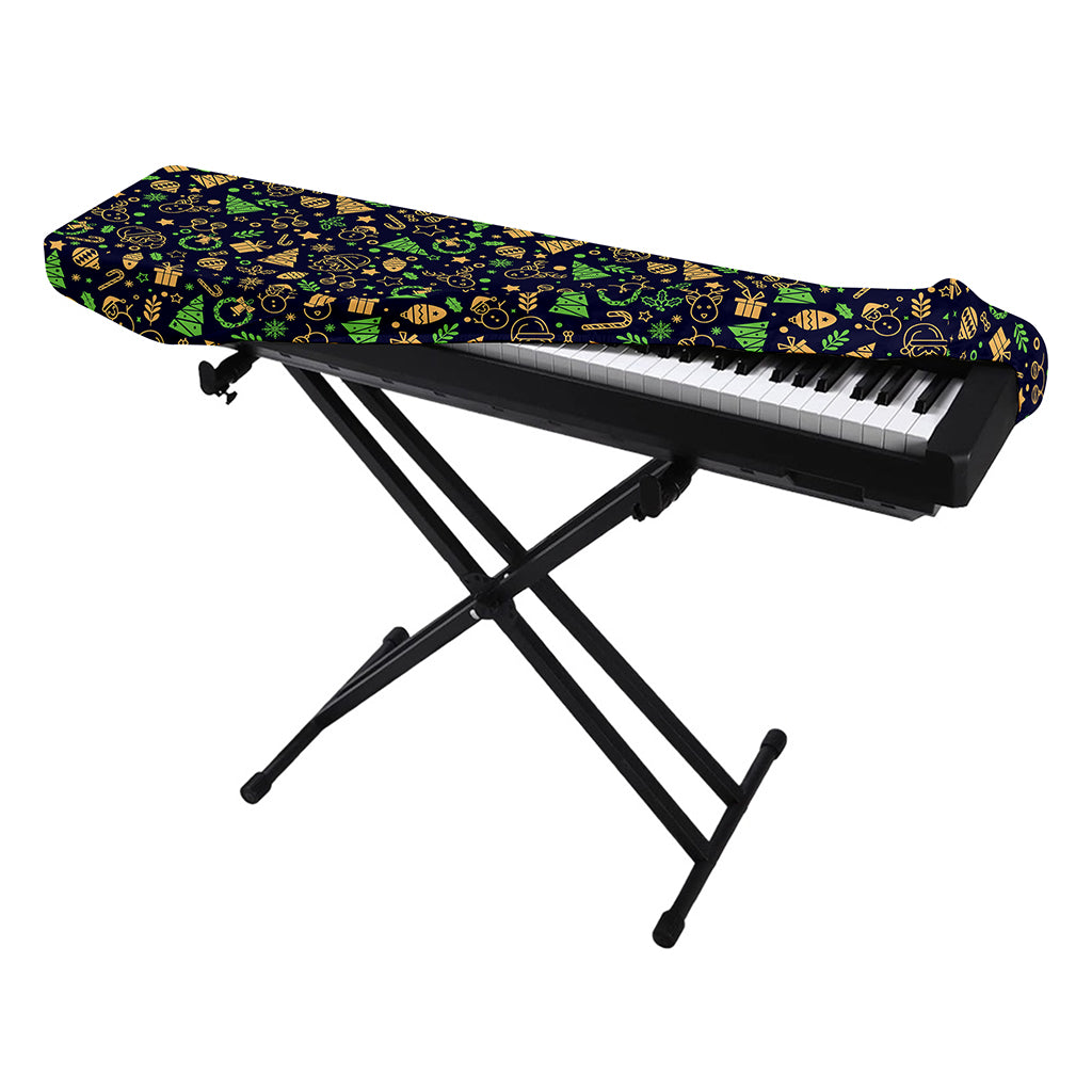 Christmas Party Elements Pattern Print Piano Keyboard Cover