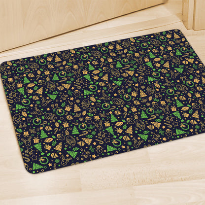 Christmas Party Elements Pattern Print Polyester Doormat